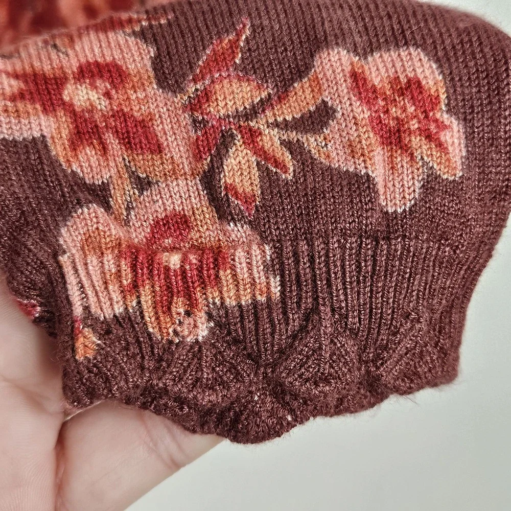 Daniel Rainn Women's Sz M Lightweight Knit Floral Sweater Long Sleeve‎ Viscose